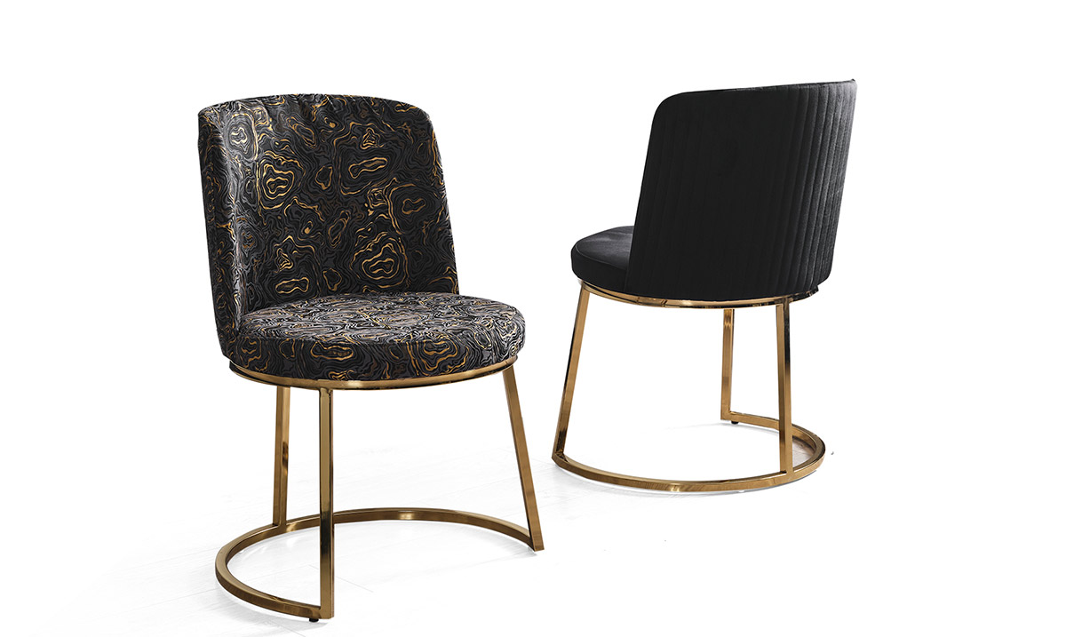 Gucci Antrasit Gold Metal Ayaklı Yemek Odası Takımı Yemek Odası