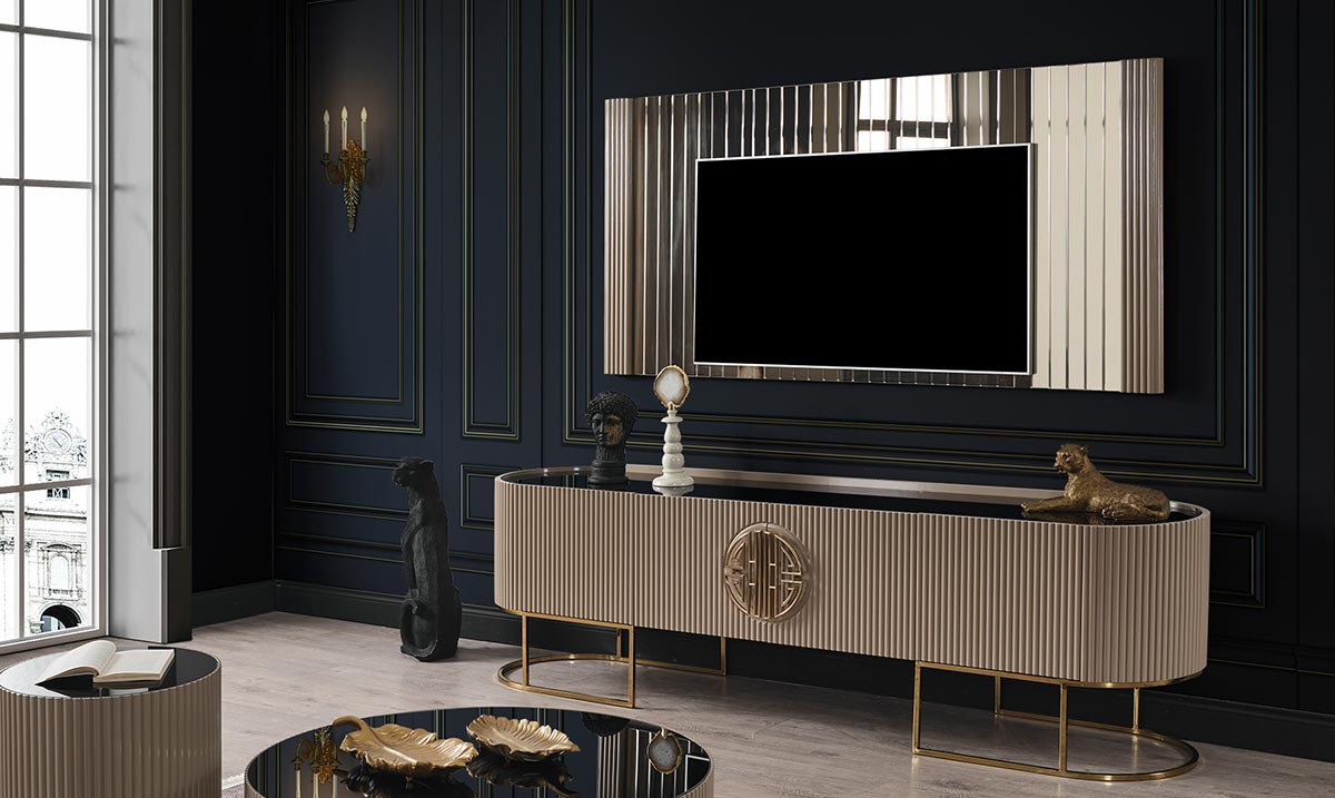 Gucci Gold Metal Ayaklı Tv Ünitesi TV Ünitesi