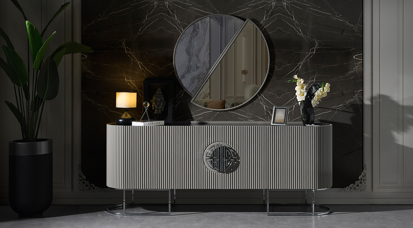 Gucci Duman Grisi Metal Ayaklı Yemek Odası Takımı Yemek Odası