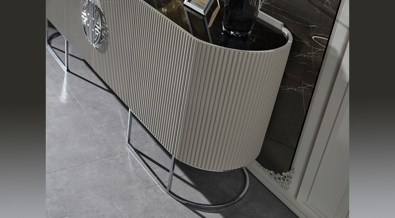 Gucci Duman Grisi Metal Ayaklı Yemek Odası Takımı Yemek Odası