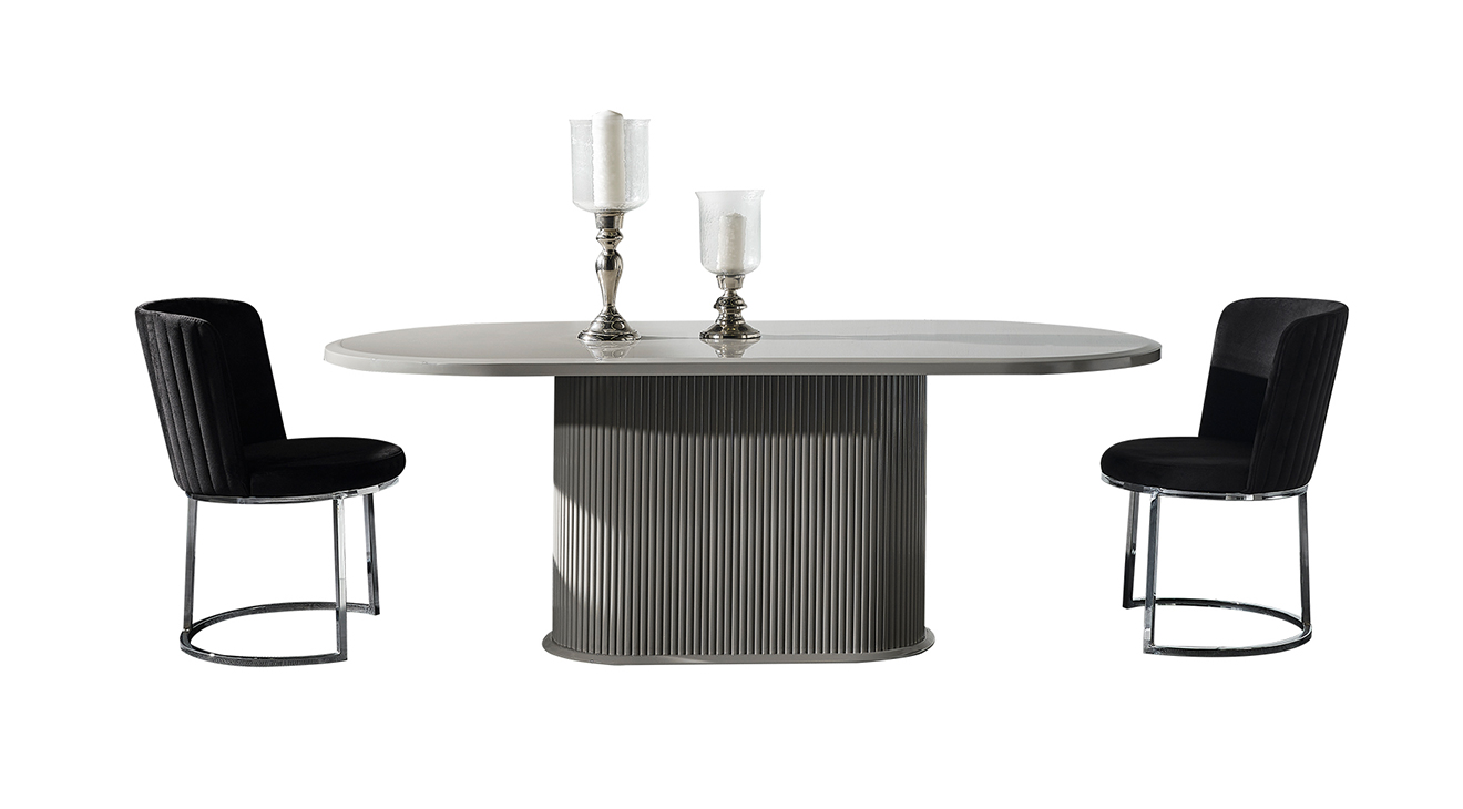 Gucci Duman Grisi Metal Ayaklı Yemek Odası Takımı 2 Yemek Odası