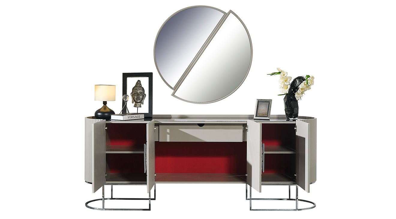 Gucci Duman Grisi Metal Ayaklı Yemek Odası Takımı 2 Yemek Odası