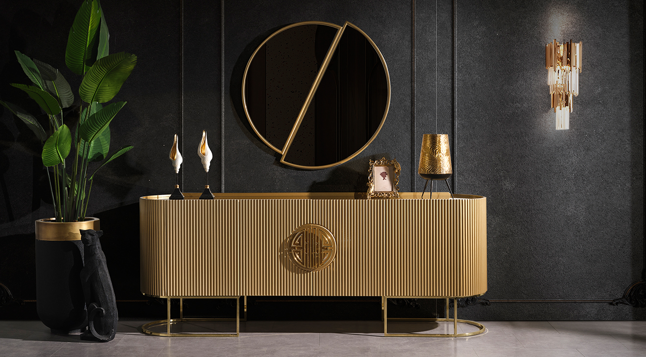 Gucci Golden Metal Ayaklı Yemek Odası Takımı Yemek Odası