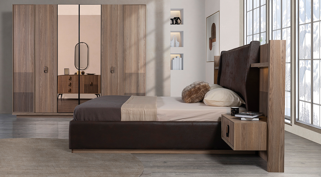 Arena Ceviz 6 Kapaklı Yatak Odası Takımı Yatak Odası