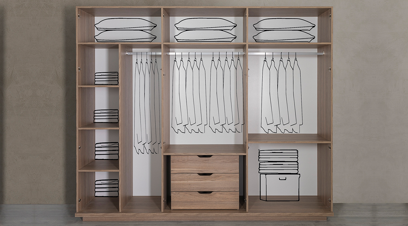 Arena Ceviz 6 Kapaklı Yatak Odası Takımı Yatak Odası