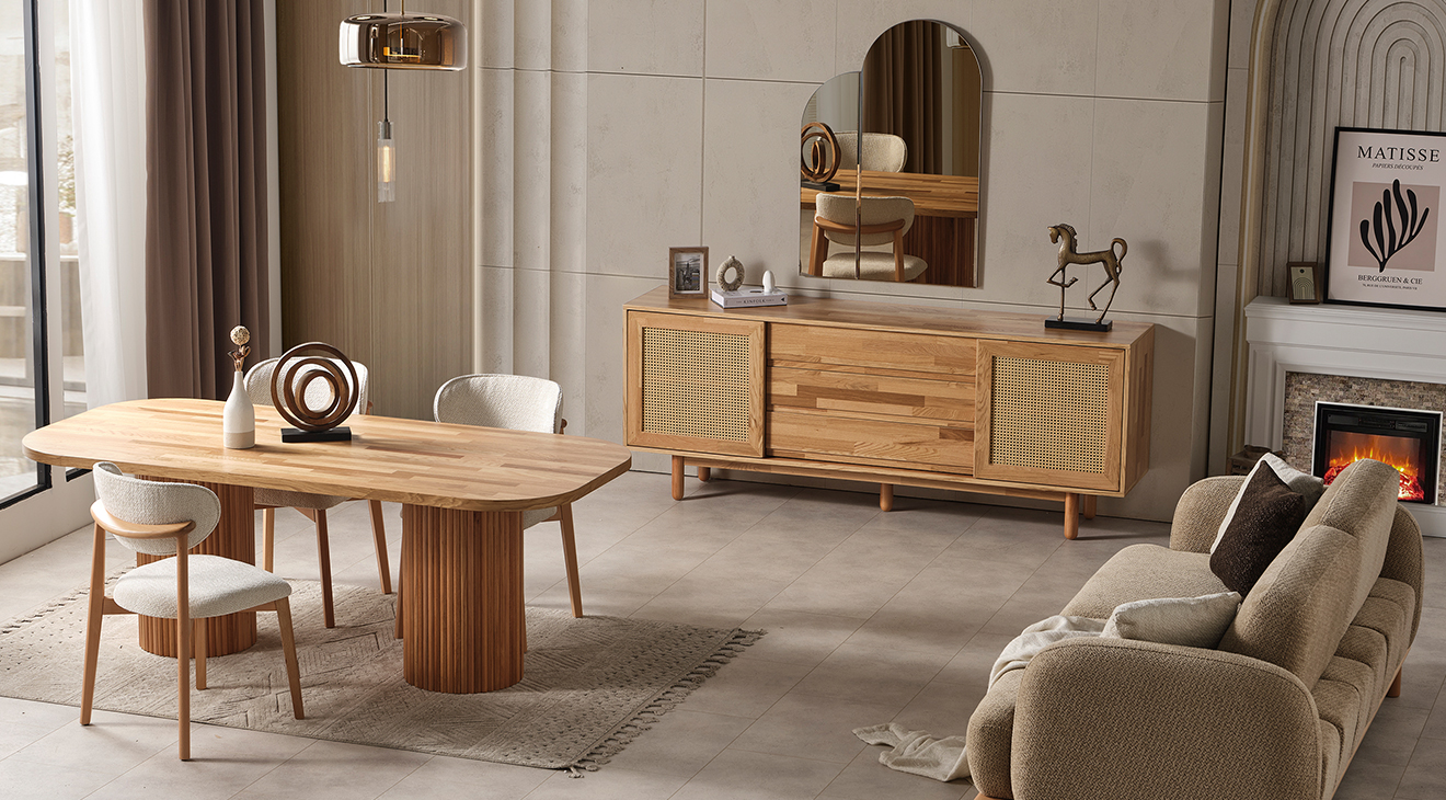 Bohem Ceviz Yemek Odası Takımı Yemek Odası