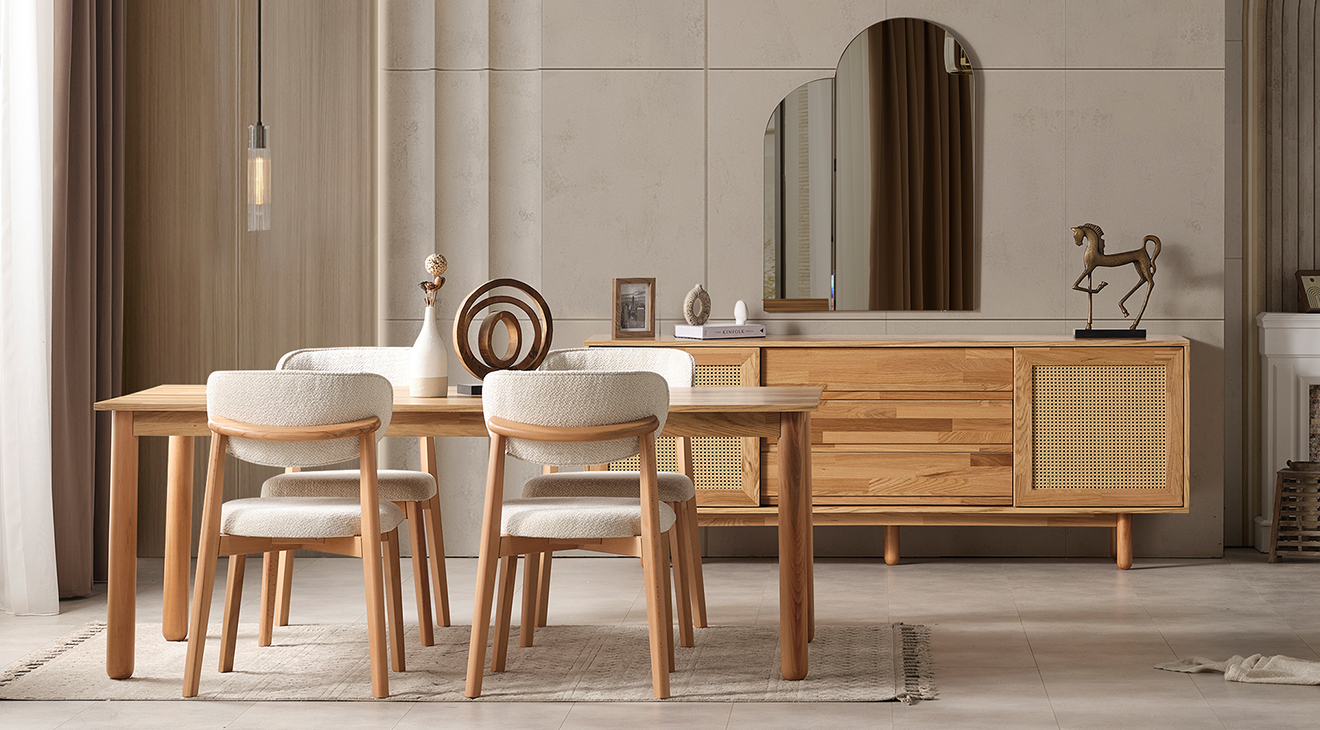 Bohem Modern Ceviz Yemek Odası Takımı Yemek Odası