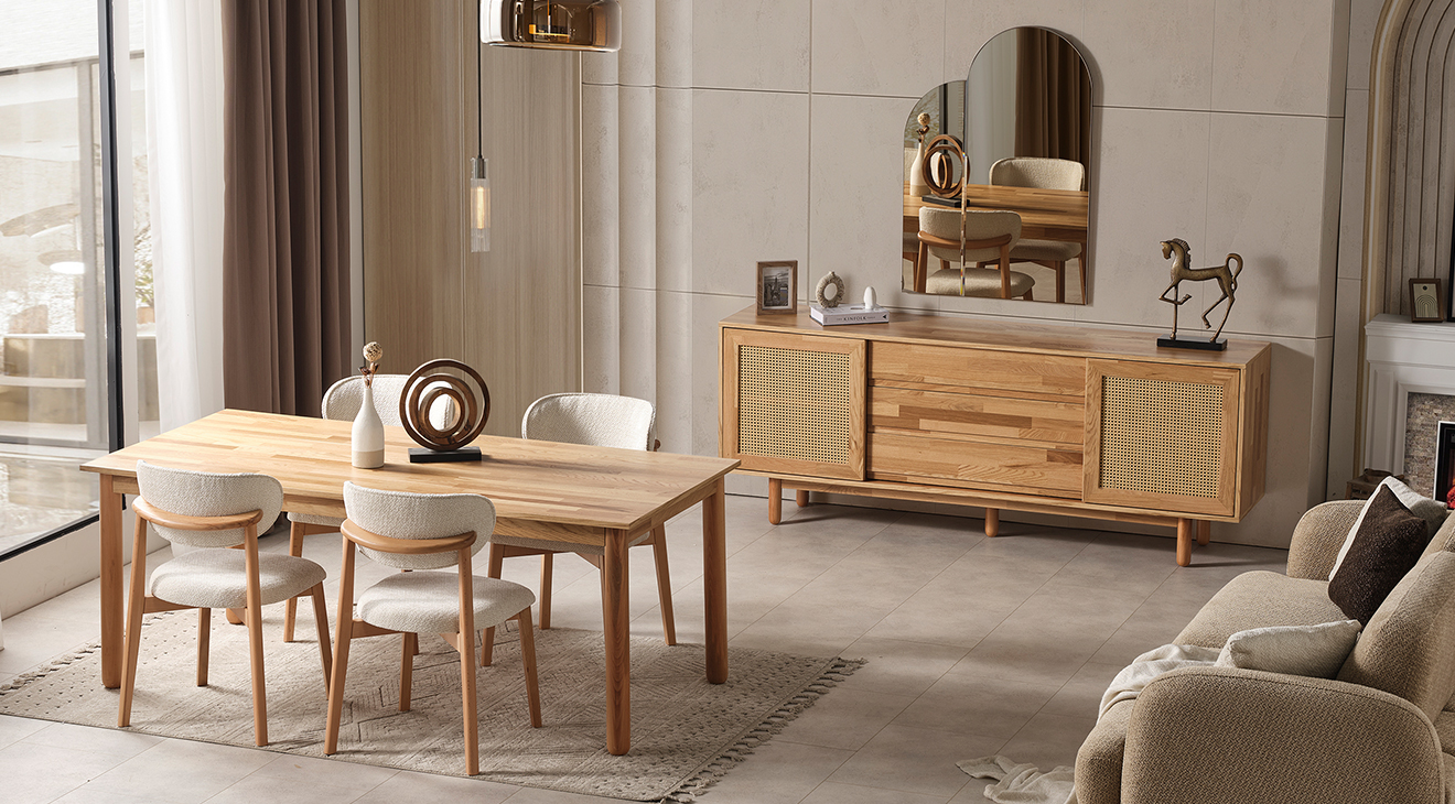 Bohem Modern Ceviz Yemek Odası Takımı Yemek Odası