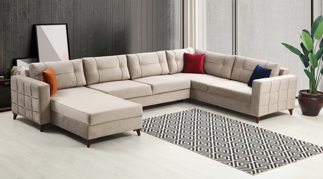 Alya U Yataklı Sandıklı Köşe Koltuk Takımı Yataklı ve Sandıklı Koltuk Takımları