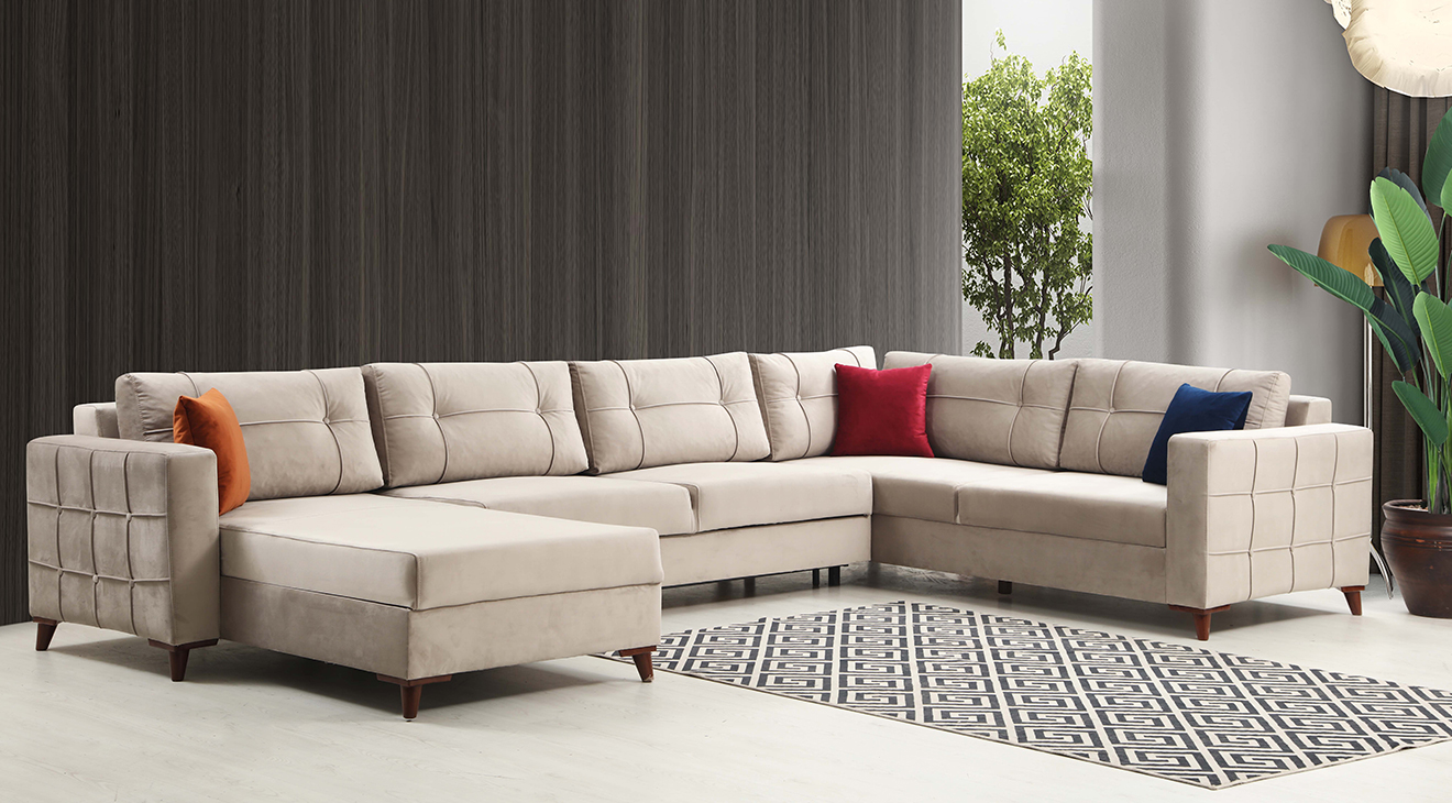 Alya U Yataklı Sandıklı Köşe Koltuk Takımı Yataklı ve Sandıklı Koltuk Takımları