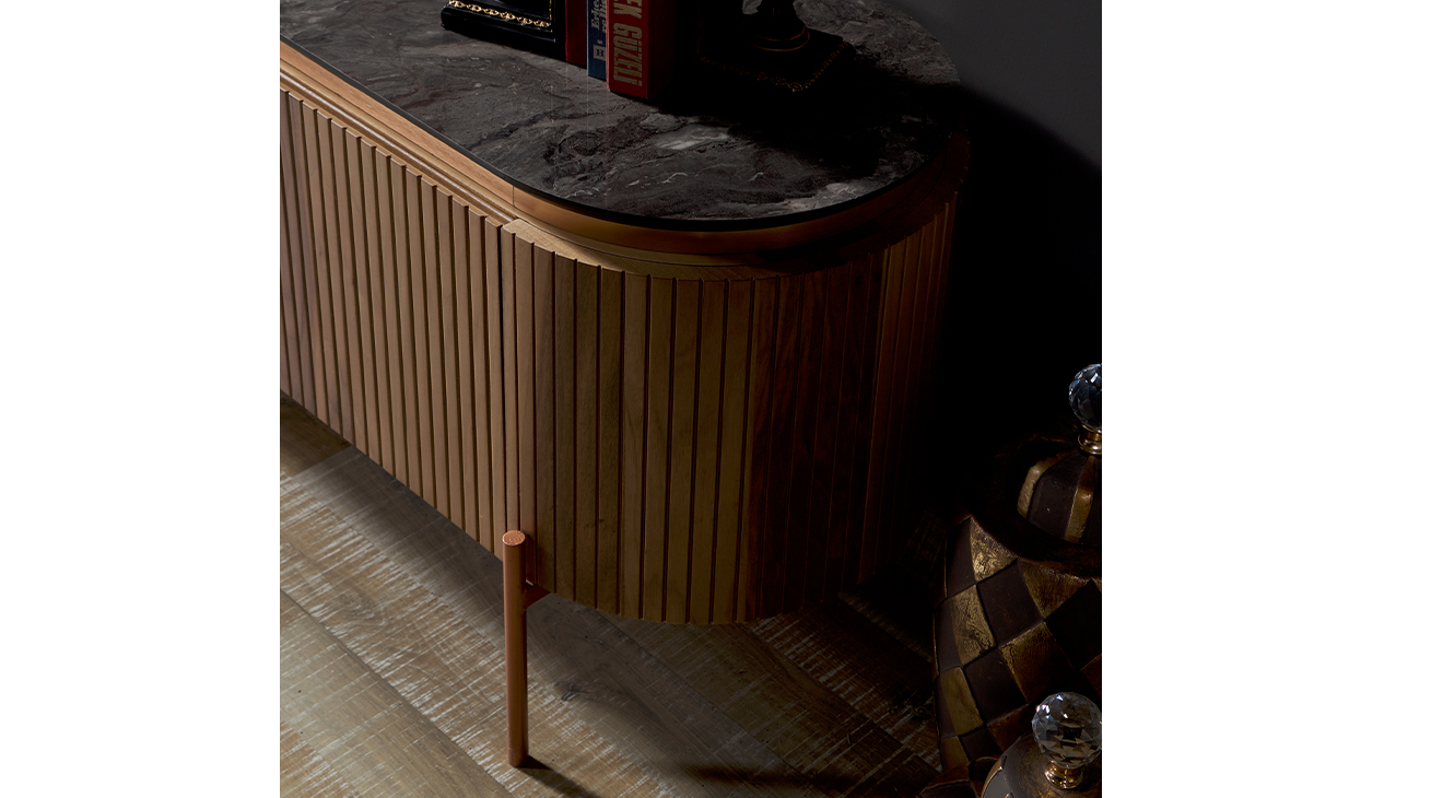 Tesla Metal Ayaklı Ceviz Tv Ünitesi TV Ünitesi