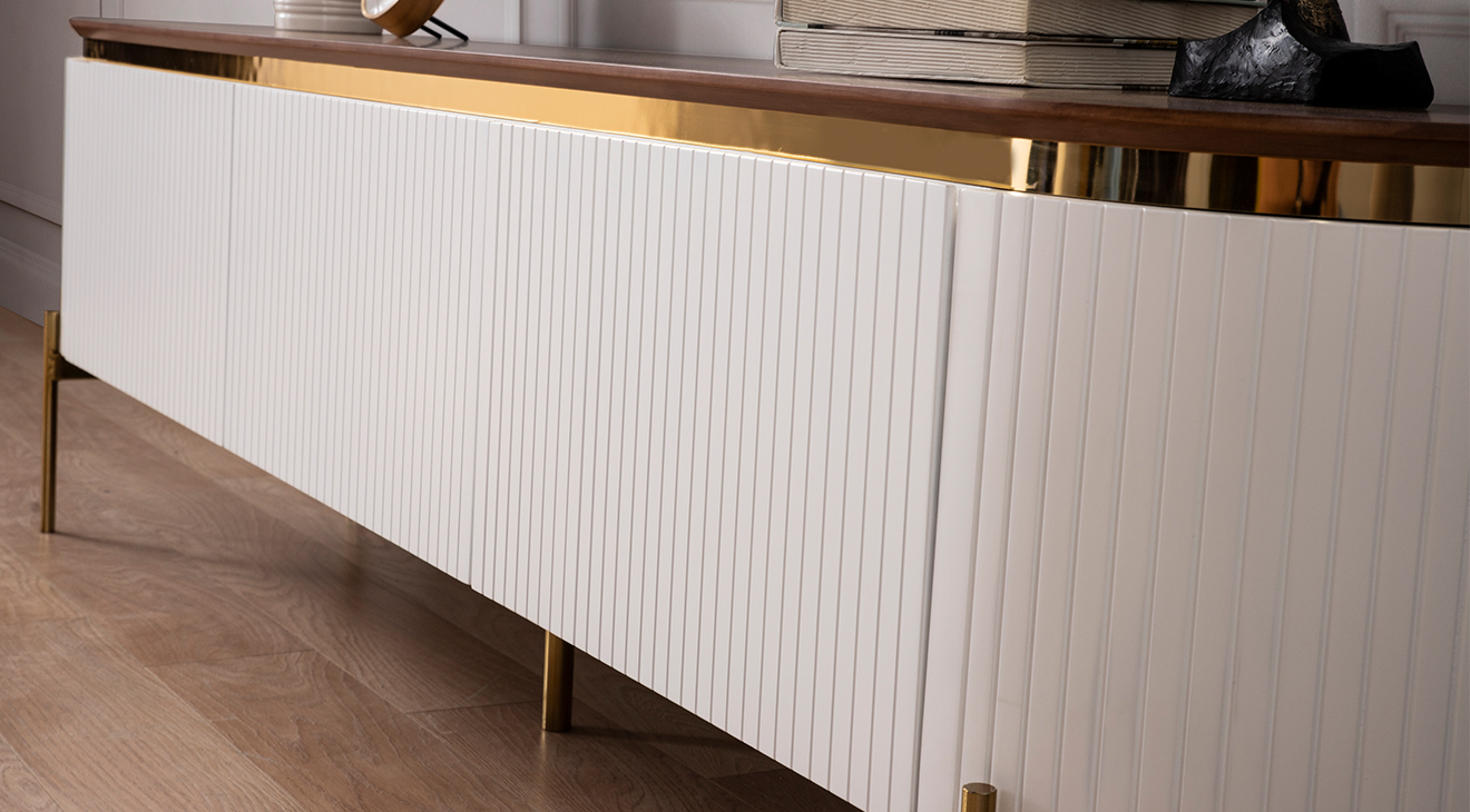 Tesla Metal Ayaklı Beyaz Tv Ünitesi TV Ünitesi