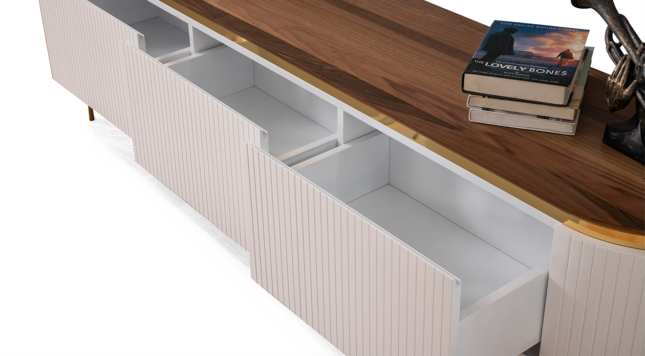 Tesla Metal Ayaklı Beyaz Tv Ünitesi TV Ünitesi