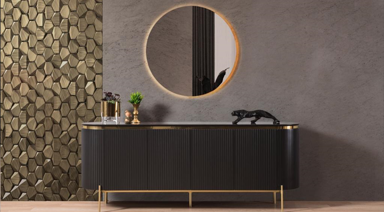 Tesla Metal Ayaklı Gold Yemek Odası Takımı Yemek Odası