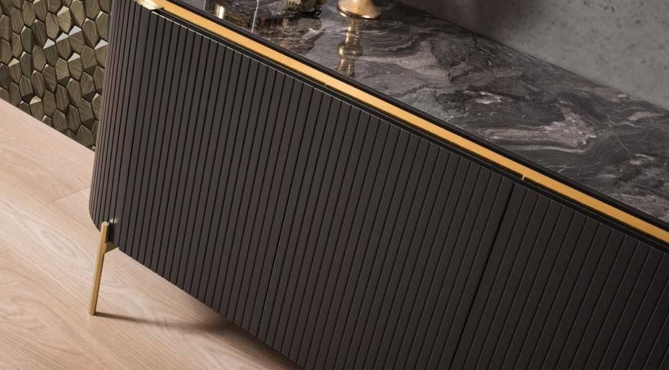 Tesla Metal Ayaklı Gold Yemek Odası Takımı Yemek Odası