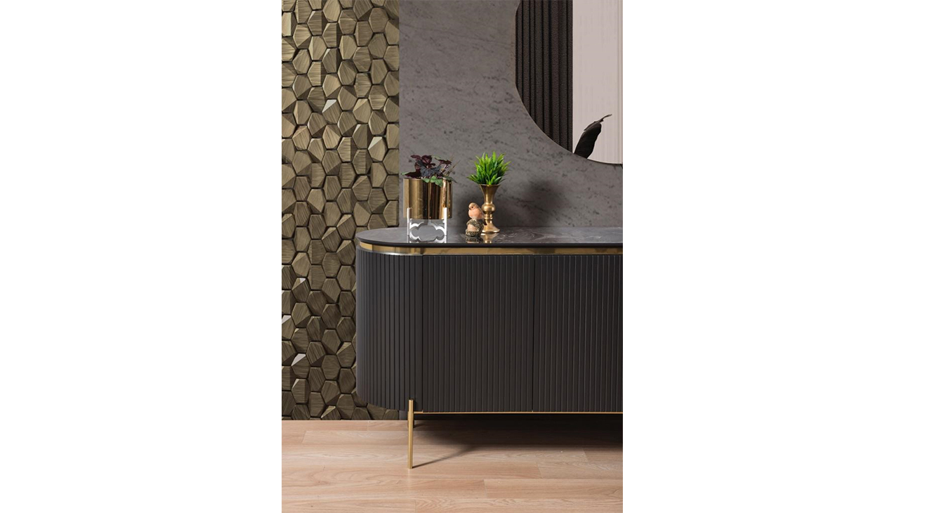 Tesla Metal Ayaklı Gold Yemek Odası Takımı Yemek Odası