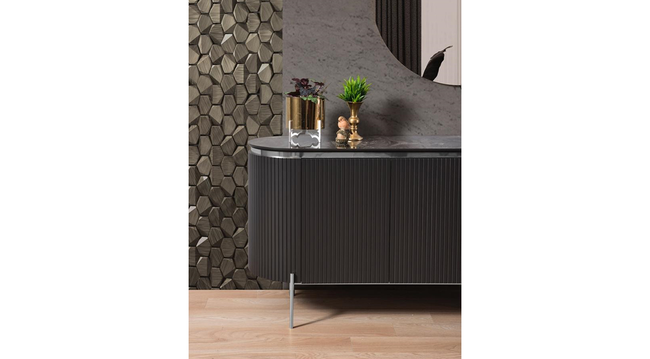 Tesla Metal Ayaklı Gümüş Yemek Odası Takımı Yemek Odası