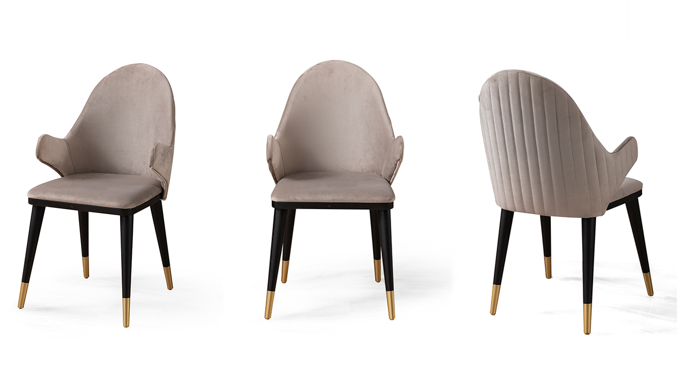 Tesla Metal Ayaklı Beyaz Yemek Odası Takımı (Gold) Yemek Odası