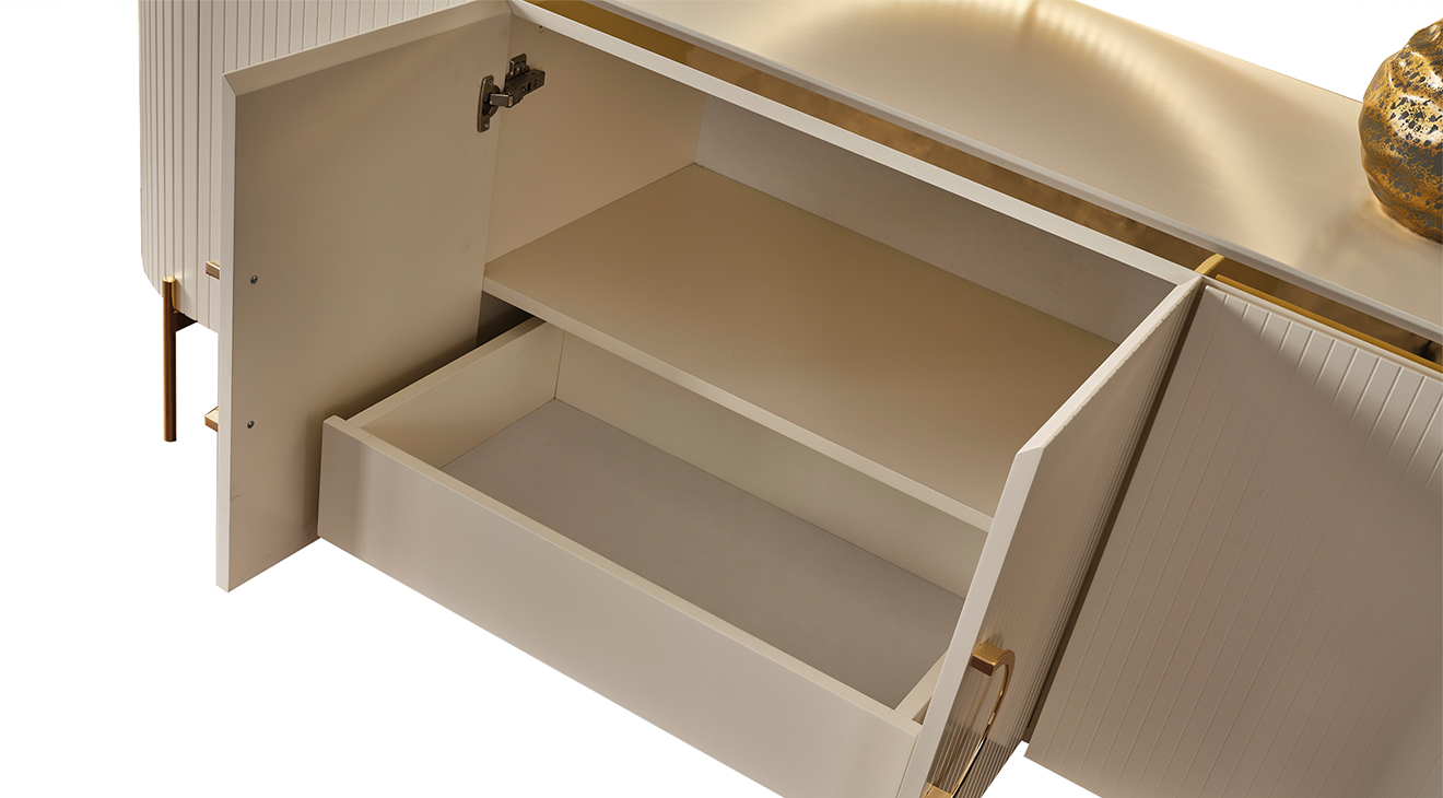 Tesla Yemek Odası Takımı Luxury Gold Metal Ayaklı Luxury Yemek Odası