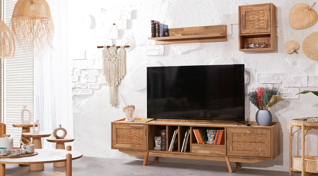 Loft Ahşap Ayaklı Modern Tv Ünitesi TV Ünitesi