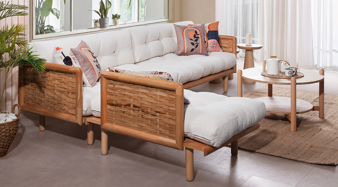 Loft Ahşap Ayaklı Köşe Koltuk Takımı Köşe Koltuk