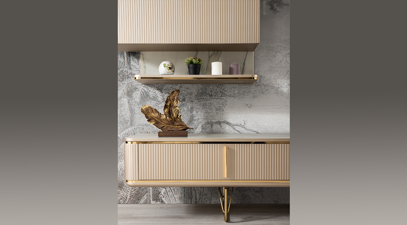 New Paris Gold Metal Ayaklı Tv Ünitesi TV Ünitesi