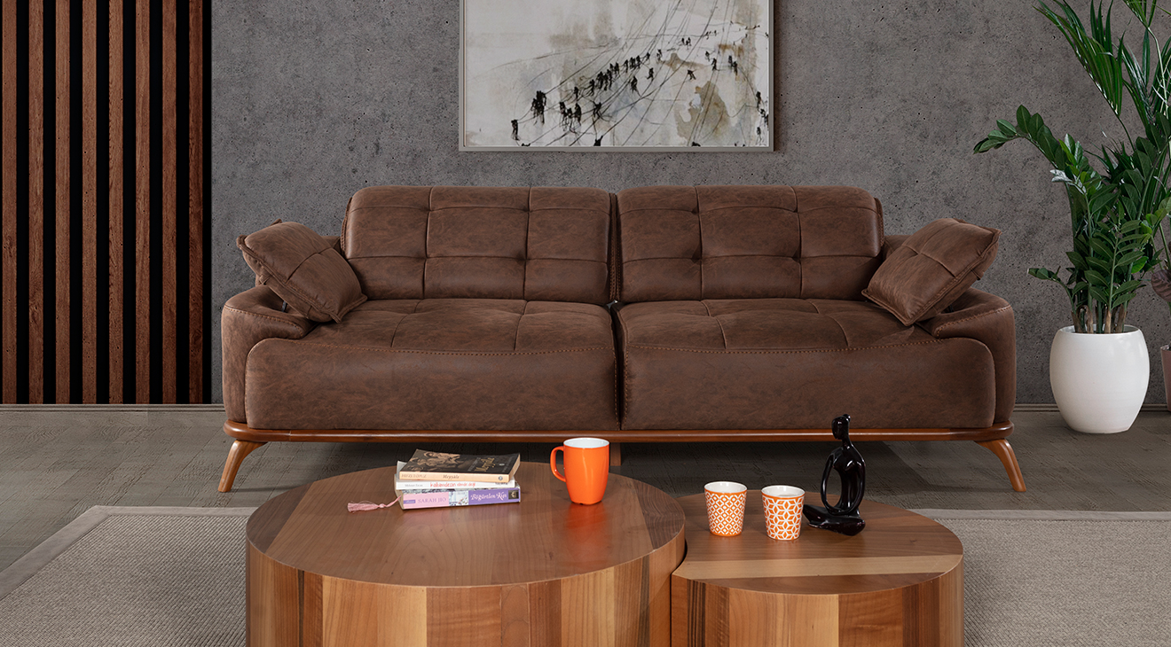 Loft Ahşap Ayaklı Yataklı Koltuk Takımı(Açık Berjer) Yataklı Koltuk Takımları