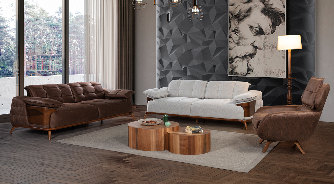 Loft Ahşap Ayaklı Yataklı Koltuk Takımı(Papelli) Yataklı Koltuk Takımları