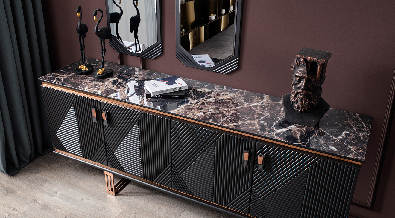 Quatro Q1 Antrasit Yemek Odası Takımı Yemek Odası