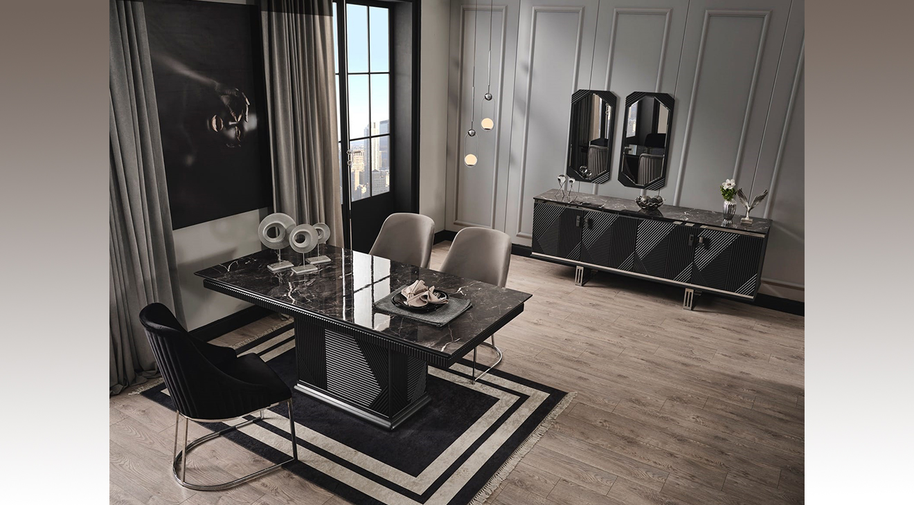 Quatro Q3 Antrasit Yemek Odası Takımı Yemek Odası