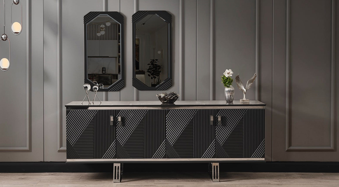 Quatro Q3 Antrasit Yemek Odası Takımı Yemek Odası