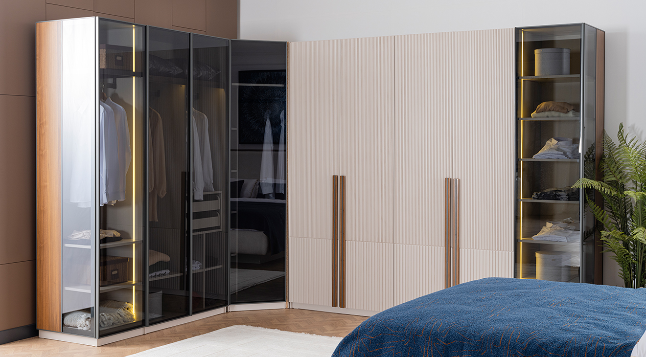 Lina Köşe Dolaplı Yatak Odası Takımı Köşe Dolap