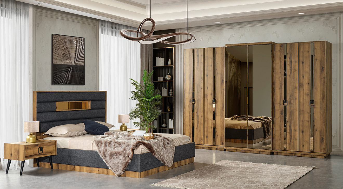 Mira Ceviz 6 Kapaklı Yatak Odası Takımı Yatak Odası