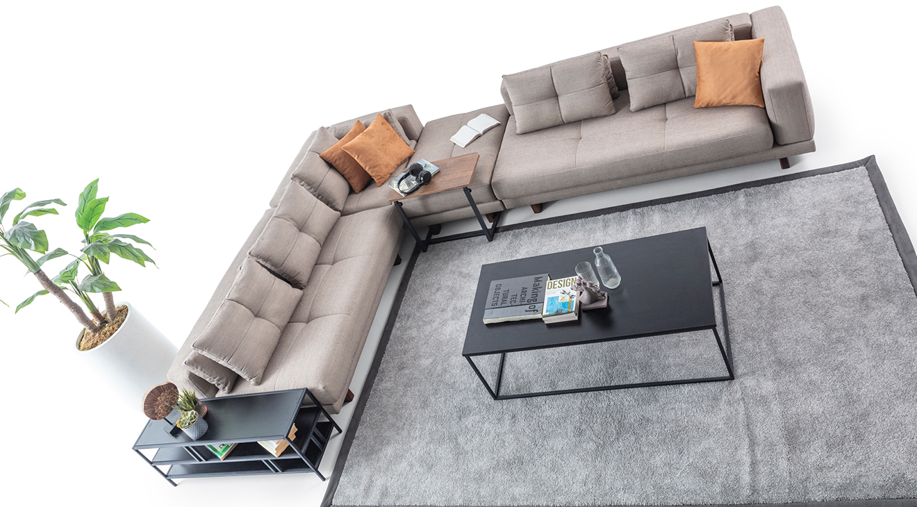 Colosseum Ahşap Ayaklı Modern Köşe Koltuk Takımı Modern Köşe Takımları