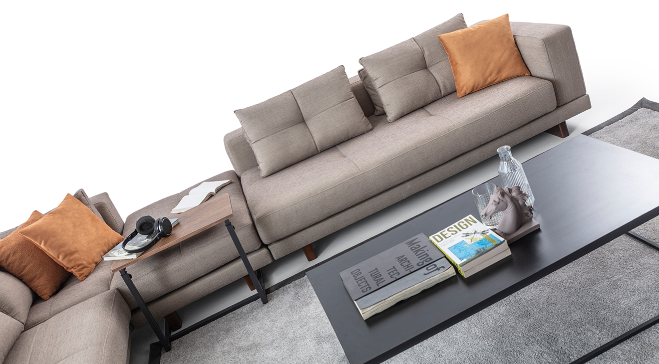 Colosseum Ahşap Ayaklı Modern Köşe Koltuk Takımı Modern Köşe Takımları