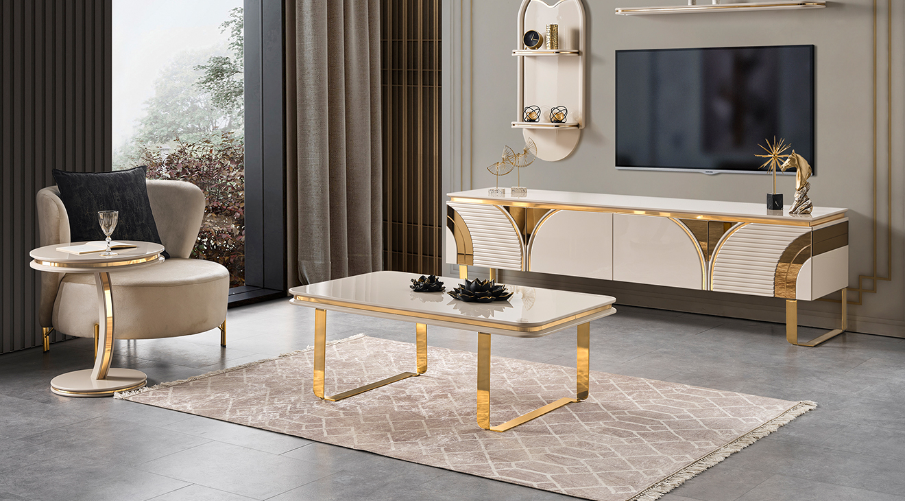 İmaj Gold Metal Ayaklı Orta Sehpa Orta Sehpa