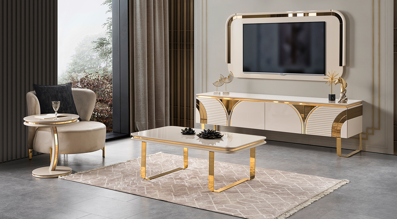 İmaj Gold Metal Ayaklı Orta Sehpa Orta Sehpa