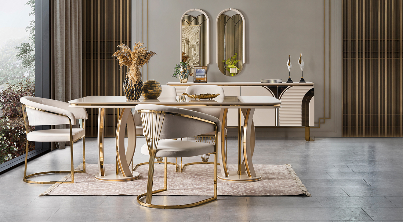 İmaj Gold Metal Ayaklı Yemek Odası Takımı Yemek Odası