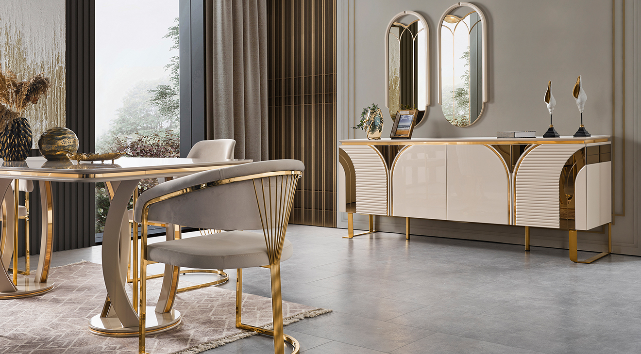 İmaj Gold Metal Ayaklı Yemek Odası Takımı Yemek Odası