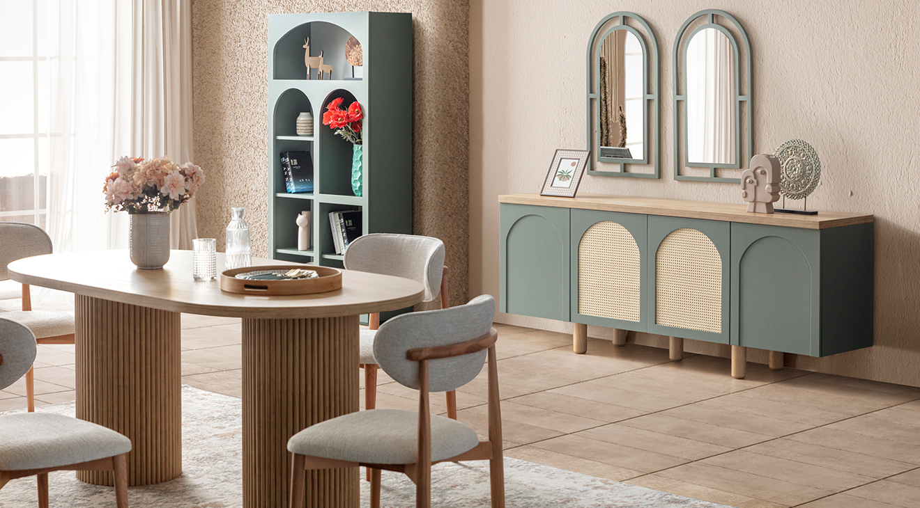 Siena Ahşap Ayaklı Modern Yemek Odası Takımı Yemek Odası