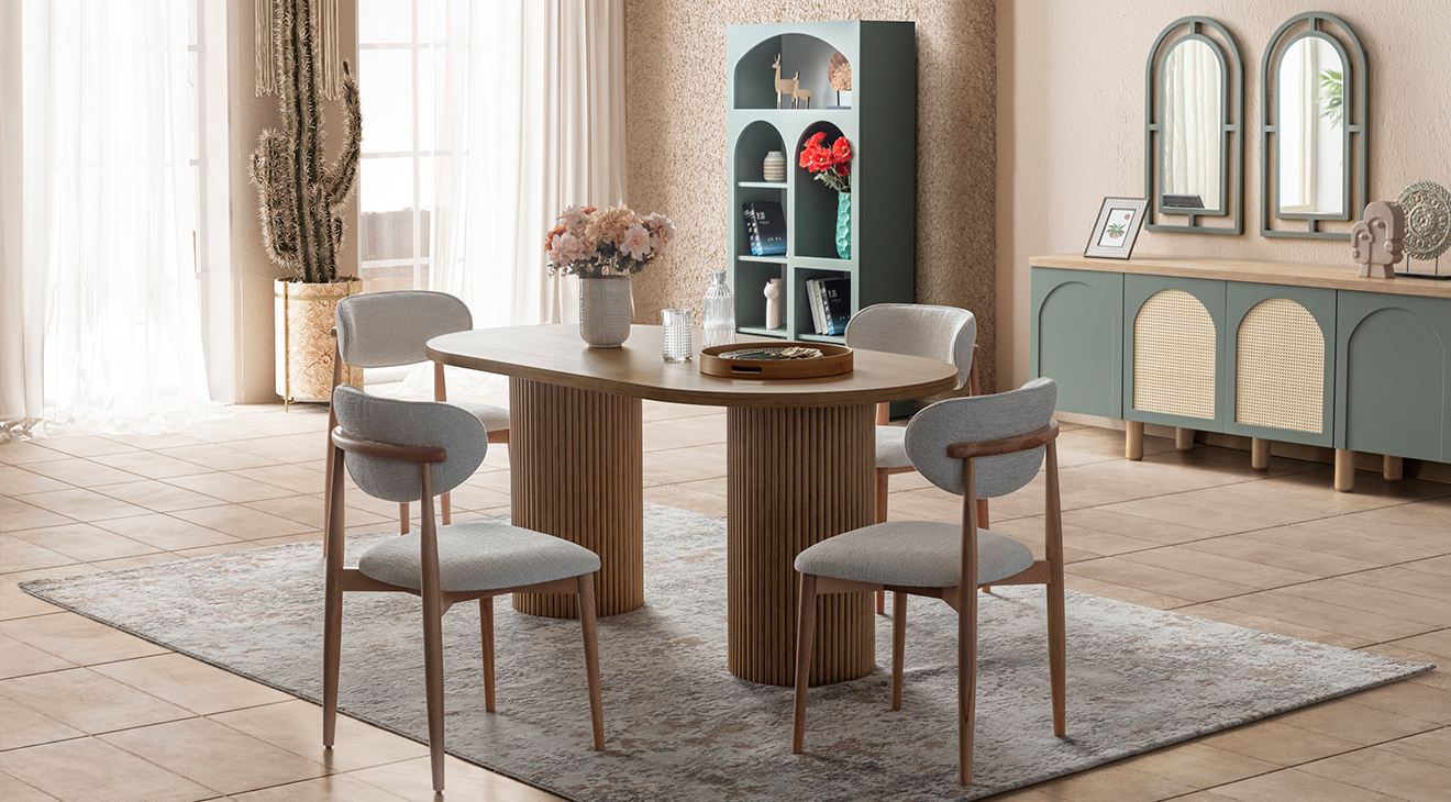 Siena Ahşap Ayaklı Modern Yemek Odası Takımı Yemek Odası