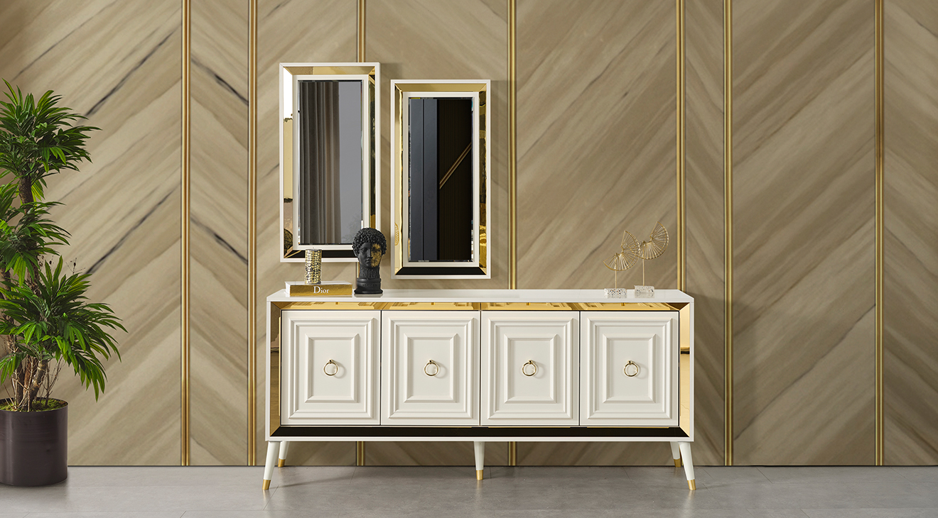 Rosa Aytaşı Ahşap Ayaklı Yemek Odası Takımı Yemek Odası