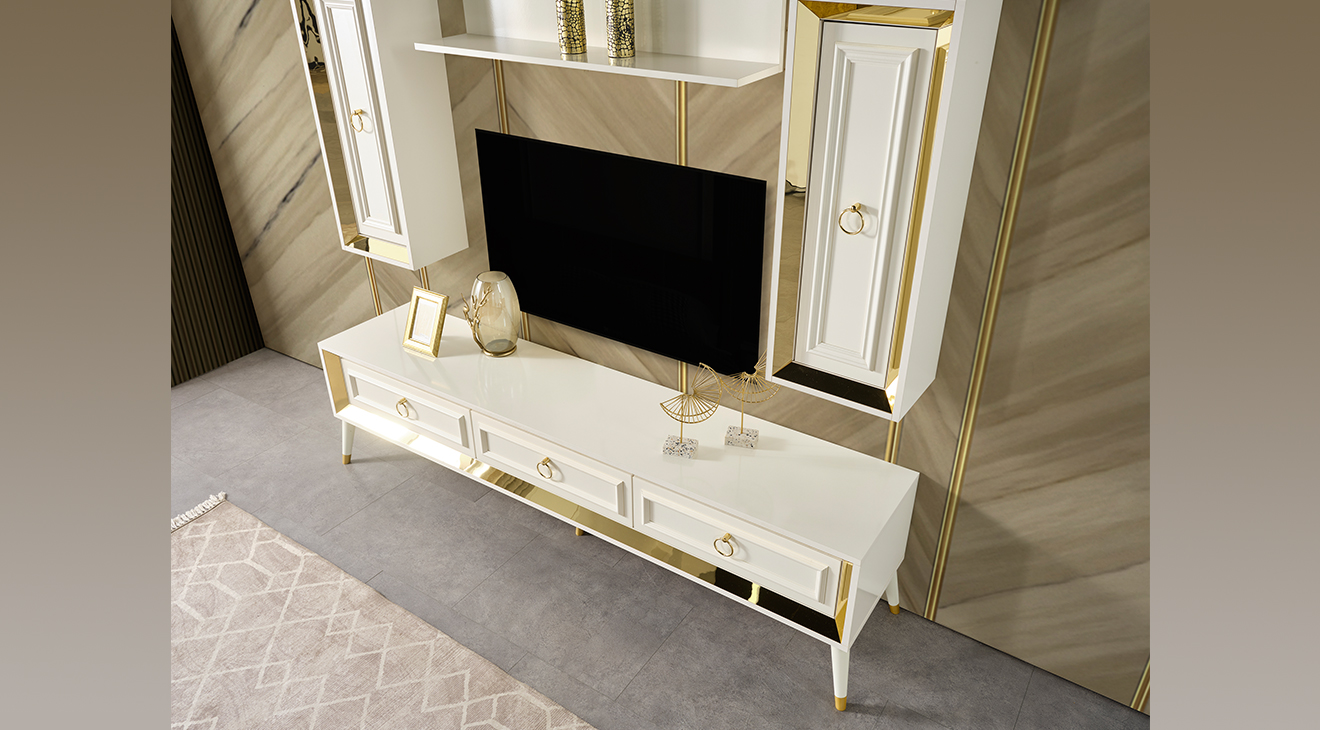 Rosa Aytaşı Ahşap Ayaklı Tv Ünitesi TV Ünitesi