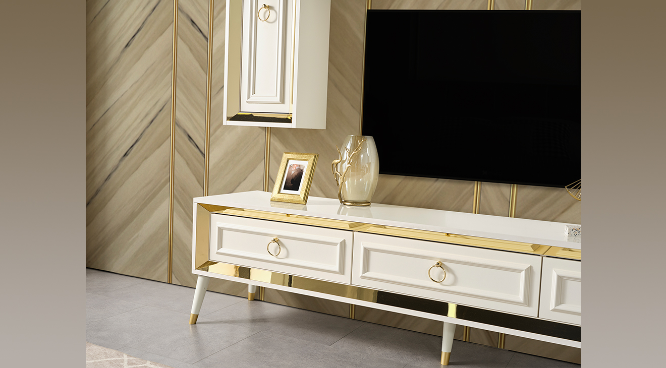 Rosa Aytaşı Ahşap Ayaklı Tv Ünitesi TV Ünitesi