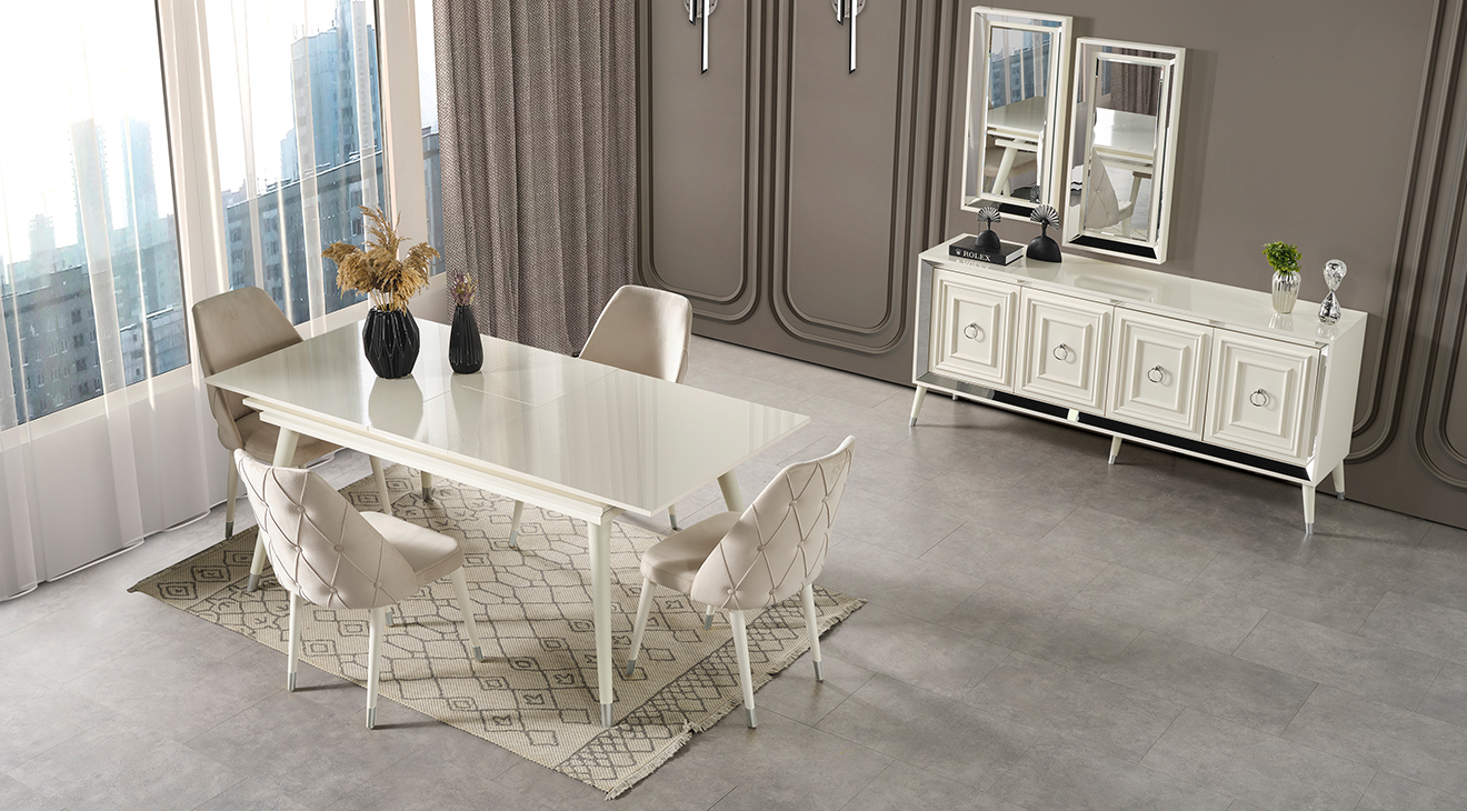 Rosa Ahşap Ayaklı Yemek Odası Takımı Yemek Odası