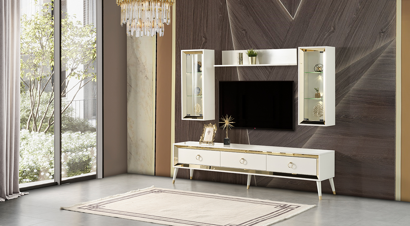 Lotus Aytaşı Ahşap Ayaklı Tv Ünitesi TV Ünitesi