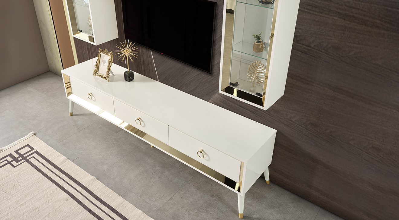 Lotus Aytaşı Ahşap Ayaklı Tv Ünitesi TV Ünitesi