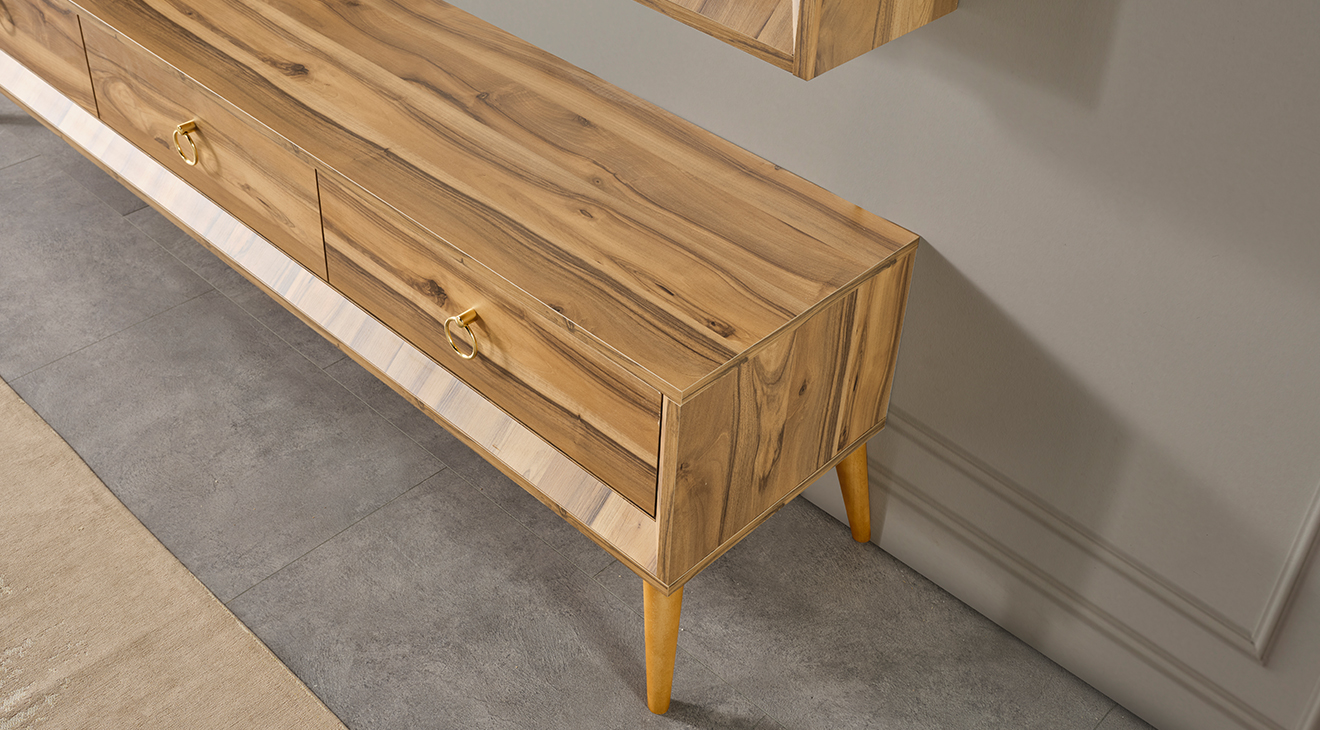 Anadolu Ceviz Ahşap Ayaklı Tv Ünitesi TV Ünitesi