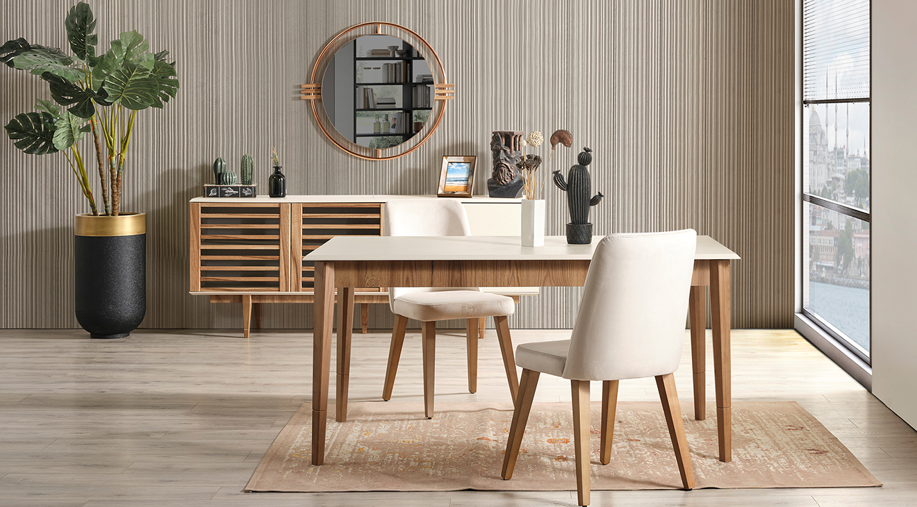 Linda Ahşap Ayaklı Yemek Odası Takımı Yemek Odası