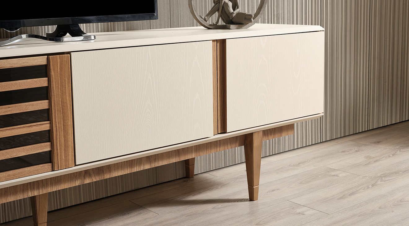 Linda Ahşap Ayaklı Tv Ünitesi TV Ünitesi